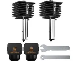 2 stuks A1 Mini Hotend Kit, gemonteerde printkop, hot end kit, extruder, verwarmingsblok met 0,2 mm gehard stalen mondstuk en siliconen afdekking, voor Bambu Lab A1 / A1 Mini 3D-printeraccessoires