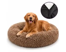 Behave Dog Basket Deluxe - Coussin pour Chien - Lit pour Chien - Panier Donut - Lavable - Moelleux - Donut - Taille S - 50cm - Beige