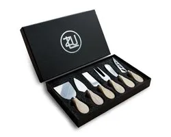 LuZana® Kaasmessen Set 6-delig – Kaasmessenset Eiken Handvat – Kaasmesjes voor Borrelplank – Kaasmes RVS – Tapas Mesjes – Cadeau voor Kaasliefhebbers – Geschenkverpakking