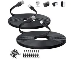 Câble d'extension C 16,4FT/5M, 2 pièces de câble de charge plat et long USB A vers USB C pour Blink Mini 2/Outdoor 4, TP-Link Tapo 2k C120, EZVIZ CB2/CP1 Pro, eufy Indoor Cam C210/C220, SoloCam S340