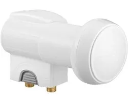Goobay 67270 Universal Twin LNB Digital Satellite Reception 2 Participants Direct Digital Television UHD 8K F Bus Weather Protection SAT DVB-S2 White
