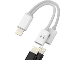 2-in-1 Adapter voor Earphones en Opladen met Lightning Jack - MFI Gecertificeerde Accessoires voor iPhone en iPad, Geschikt voor 11, 12, 13, 14 Pro Max, X, 7, 8 Plus en Air
