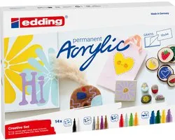 edding acrylmarker set 14-delig creative basic – 4 puntdiktes – opaque acrylverf – permanent & lichtecht
