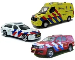 Bburago Set - Modelauto - Schaal 1:43 - Wit/Rood/Blauw/Geel