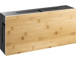 Kos Design - Zwart kabelbox - Opberg stekkerdoos - Bamboe design - Kabeldoos bureau - Snoeren opbergen - Cablebox organizer - Large