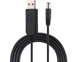 12V USB naar DC Power supply - voedingskabel - 1M - voeding - 5V naar 12V booster adapter kabel - universeel - zwart