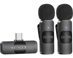 BOYA BY-V20 Microphone sans fil USB-C avec suppression du bruit, compatible avec les smartphones Android/ Type-C pour YouTube, Podcast, Facebook, Vlogging, enregistrement vidéo