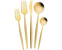Ensemble de couverts Karaca Orion Shiny Gold 30 pièces, couteaux, fourchettes, cuillères, fourchettes à gâteau, acier inoxydable, couverts de table, sains et hygiéniques, design moderne