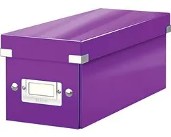 Leitz WOW Click & Store Opbergdoos met Deksel voor CD's - Kartonnen Sorteerdoos voor Spullen - 84% Gerecycled Karton - 14.3 x 35.2 Cm (BxD) - Ideaal voor Thuiswerkplek - Paars