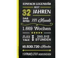 Geburtstag Geschenk 32 Jahre: Notizbuch A5 Geburtstagsgeschenk für Männer lustige Geschenke zum 32. Geb liniertes Buch für Notizen Geschenkidee für Erwachsene zur Geburtstagsfeier für 32 Jährige