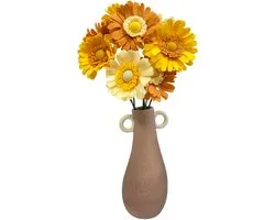 Fleurs en Feutre - Paquet DIY - Gerberas - Set de 9 branches - Safran - Jaune - Jaune doux - Créez vos propres fleurs