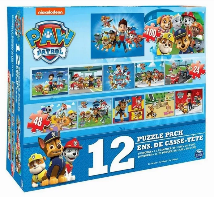 Paw Patrol Boîte de puzzles avec 12 puzzles Neuf !!!