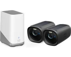 Ensemble de sécurité sans fil Eufy Cam 3 4K - comprenant Homebase 3 et 2 Caméras Solar avec skin BLACK - Avantage du pack
