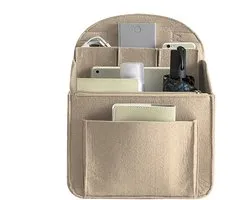 Grote Backpack Organizer Inzet - Rugzak Organizer met Meerdere Vakken - Tasverdeler voor Laptop Tas Handtas en Reizen - Lichtgewicht Vilt Opberg Insert - Khaki 35x25x14cm