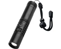 Dutch Quality® Oplaadbare LED Zaklamp - USB-C Oplaadbaar - Militaire Zaklamp - Flashlight Oplaadbaar - Te gebruiken als powerbank - Spatwaterdicht, IPX4, Aluminum- Noodpakket - 3 standen: sterk, medium en stroboscoop - Batterij weergave.