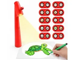 Crafts&Co® Tekenprojector 3-in-1 voor Kinderen 4-12 Jaar - 20 Afbeeldingen - Leren Tekenen, Overtrekken en Kleuren - USB-C Oplaadbare Tekenmachine - Compact en Lichtgewicht - Met Spotlight en Lamp - Creatief Speelgoed voor Thuis en Onderweg - Rood