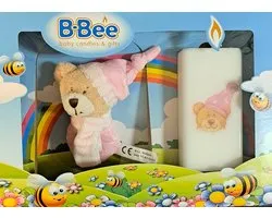kaars-met-knuffel-pakket-roze-babyshower-geboorte-cadeau