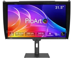 ASUS ProArt Display PA32USD - Moniteur de conception graphique OLED 44 - 99 % DCI-P3, ΔE < 1, 240 Hz, Auto-calibrage - USB-C 96W - Thunderbolt 4 - Hub USB - Double 12G-SDI - 32 pouces