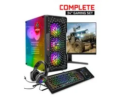 ScreenON - Set de Gaming - X54196 - W1 (GamePC.X54196 + Moniteur 24 pouces + Clavier + Souris et tapis de souris + Casque et support)