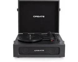 CREATE - Platenspeler Retro - Bluetooth, USB, SD, MicroSD en Mp3-recorder/speler - Zwart - RECORD PLAYER RETRO