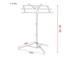 Showgear Music Stand - Lite acier, 480-1070 mm