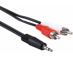 Hoge kwaliteit Jack 3.5mm Stereo to RCA Male Audio Kabel, Lengte: 1.5m