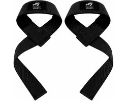 AJ - Sangles de levage Sports - Sangles - Musculation & Crossfit - Sangles de levage 2 pièces - Powerlifting - Fitness - Rembourrage et antidérapant - Zwart