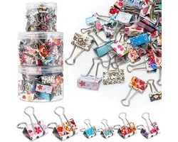 Cholemy 112 stuks bindmiddel clips verschillende maten bindmiddel paperclips decoratieve mini bindmiddel clips kantoorbenodigdheden metalen clips met doos voor kantoor, school, thuisgebruik, 0,75