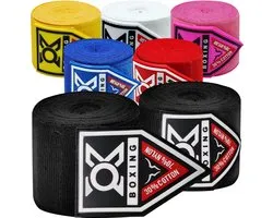 OXBOXING Boxing Wraps Zwart - Boksbandages Set van 2 - 4.5m Handwraps voor Boksen & Kickboksen - Pols- en Knokkelbescherming - MMA & Sportschool