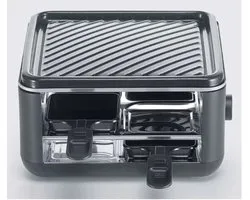 SEVERIN RG 2360 - Black Line Lite Mini Raclette - 4 personen - variabele temperatuurinstelling - PFAS vrije baklaag - vaatwasserbestendig - 4 pannetjes met parkeerfunctie