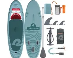 Retrospec Opblaasbaar Kids Supboard - 259 cm - Inclusief Peddel, Opbergtas en Accessoires - Stand Up Paddle Board / SUP - Blauw / Wit / Rood
