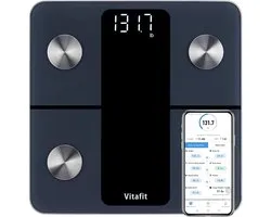 Slimme Lichaamsvetweegschaal met App – WiFi + Bluetooth – BMI, Spiermassa & Body Analysis – 180 kg – Zwart