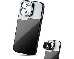 MOJOGEAR 17mm lens case voor iPhone 13 Pro Max – Schroefdraad voor macrolens, telelens, anamorphic lens of DOF-adapter – Stevig hoesje – Zwart/Grijs