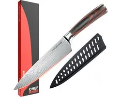 Matakumi 8’’ Japans Koksmes - Chef knife met Damascus Print - Japanese style keukenmes - Japanse Messen - Koksmessen set