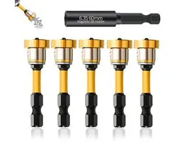 Set van 5 Drywall Bits met Verlengstuk en Magnetische Aluminium Ring voor 1/4 Inch Hex Shank, Geschikt voor Rigips Schroeven en Platen, Duurzaam en Betrouwbaar