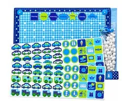 Happy planner - Happy planner - Tableau de récompenses - Apprendre en jouant - Bleu - Voitures