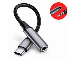 USB-C naar 3.5mm Jack Adapter - USB-C naar Aux Audio Adapter - DAC Chip - Koptelefoon en Oortjes Converter - Bedrade Headset Aansluiten - Plug & Play - Compact en Draagbaar - Zwart