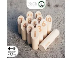 Nummer Kubb Spel Original - Houten werpspel - Rubberhout - Wedstrijd set - 12 Genummerde Kegels - Inclusief Draagtas - Familiespel voor Kinderen & Volwassenen - Zweeds zomerspel