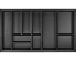 Insert à couverts 825 x 476 mm pour système de tiroirs SO SLIM - Gris Lava avec structure perle