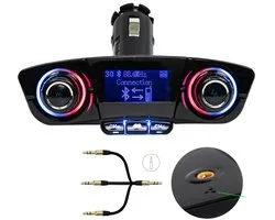 Bluetooth-zender - FM-zender - Autoradio-adapter - Auto-mp3-speler - AUX Bluetooth-ontvanger - USB - LCD-display - Multifunctionele auto-USB-flashdrive - Ondersteunt muziekweergave en handsfree bellen - BT06