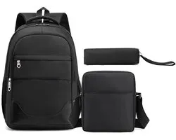 Sac à dos noir camouflage pour l'école primaire avec bandoulière, adapté aux garçons, aux élèves et aux adolescentes ; cartable bleu avec trousse et sac bandoulière.