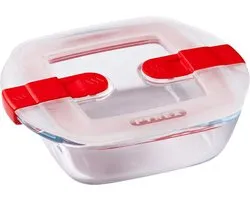 Pyrex Cook & Heat Food Container Square - Couvercle inclus - Verre borosilicate - 14x12 cm - Transparent
