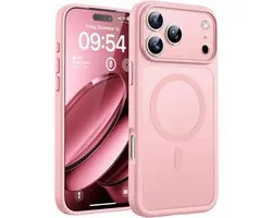 TOCOL voor iPhone 17 Pro Max Case Compatibel met MagSafe, Volledige Camerabescherming, Schokbestendig Anti-vingerafdruk Anti-slip Hoesje Dunne Translucente Matte Backcover 6,9-Inch, Lichtroze