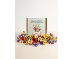 Hip met Pit Creaties - Blossombs Giftbox Medium "Bloemen voor jou" - 9 Zaadbommetjes - Duurzaam - Vlinders Bijen - Verse Bloemen Cadeaudoos - Bedankje