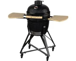 KitchenBrothers Kamado BBQ - 18 Inch Barbecue à Charbon de Bois - 46⌀ cm - Ensemble Complet - Egg BBQ avec Accessoires inclus Housse - Noir