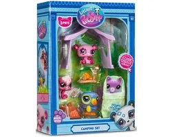 Littlest Pet Shop - Kampeerset Pack 3 dieren en accessoires - Littlest Pet Shop LPS Panda Squirrel Toekan - Mini Cute Animal Figure Toy Set - Speelgoed voor kinderen van 4 jaar en + - BF00574
