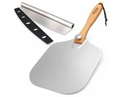 Pizzaschep – Inclusief Pizzasnijder – Opvouwbaar - Pizzaspatel – Pizza Schep – Taartschep – 30cm - Qwality®