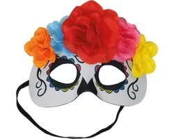 Fiestas Guirca - Masque 'la Catrina' avec des fleurs - Masque d'Halloween - Masques Effrayants - Masque Halloween adultes - Masque Horreur - masque halloween adultes - masque enfants