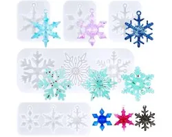 Dailygoody - Epoxyharsvormen - Sneeuwvlokken siliconen vormen - Creatieve kerstversiering - Transparant - Hars gietvormen - DIY kerstboom hangers - Id...