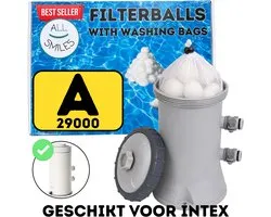Filtre de piscine A - Balles filtrantes Polysphere - Adapté comme filtre Intex Type A pour pompe filtrante de piscine - Cartouche filtrante All Smiles - Modèle 2026 - Ensemble renouvelé avec 3 sacs de lavage